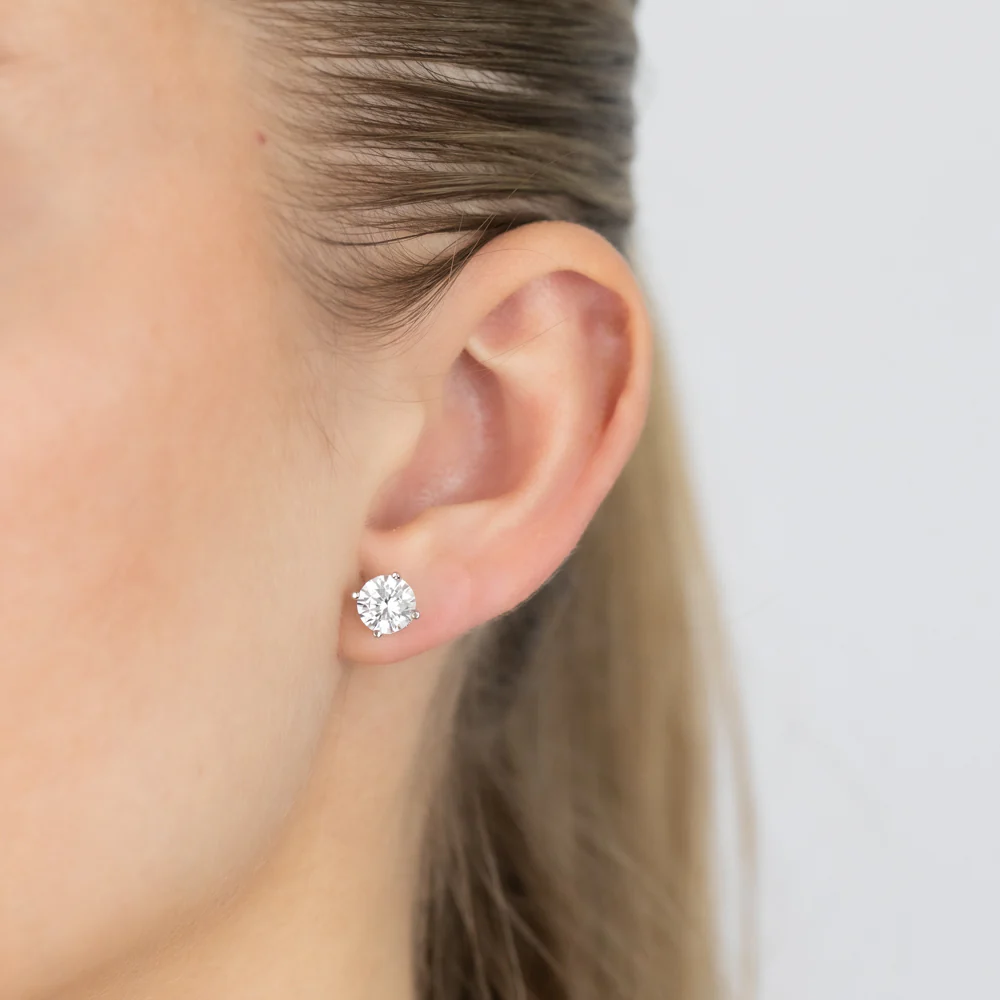 Created Sapphire Stud Earrings in Sterling Silver - Image 2