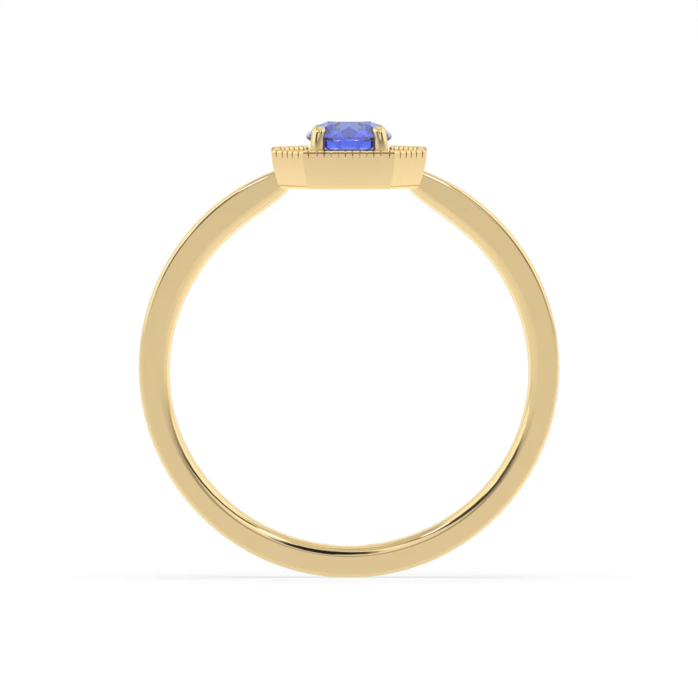 Created Tanzanite and Diamond Ring in 9ct Yellow Gold - Image 3