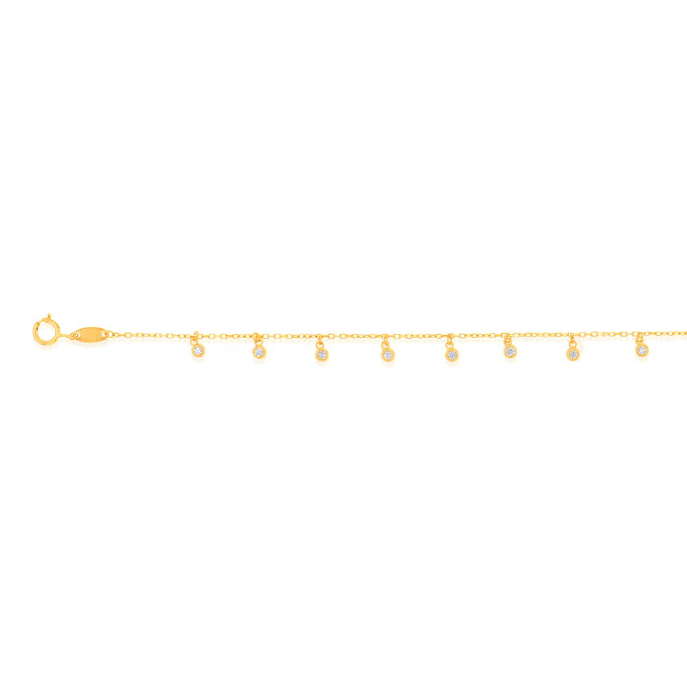 Cubic Zirconia 17.8cm Charm Bracelet in 9ct Yellow Gold - Image 2