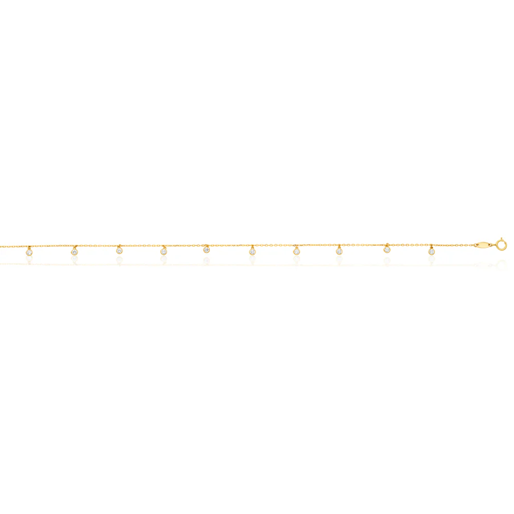Cubic Zirconia 25cm Anklet in 9ct Yellow Gold - Image 2