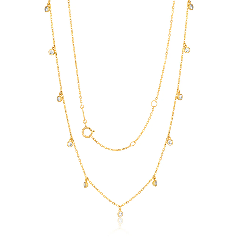 Cubic Zirconia 38-40cm Adjustable Necklace in 9ct Yellow Gold - Image 2