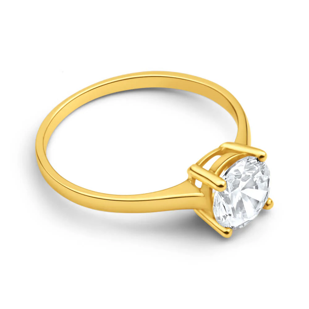 Cubic Zirconia 4 Claw Ring 9ct Yellow Gold - Image 2