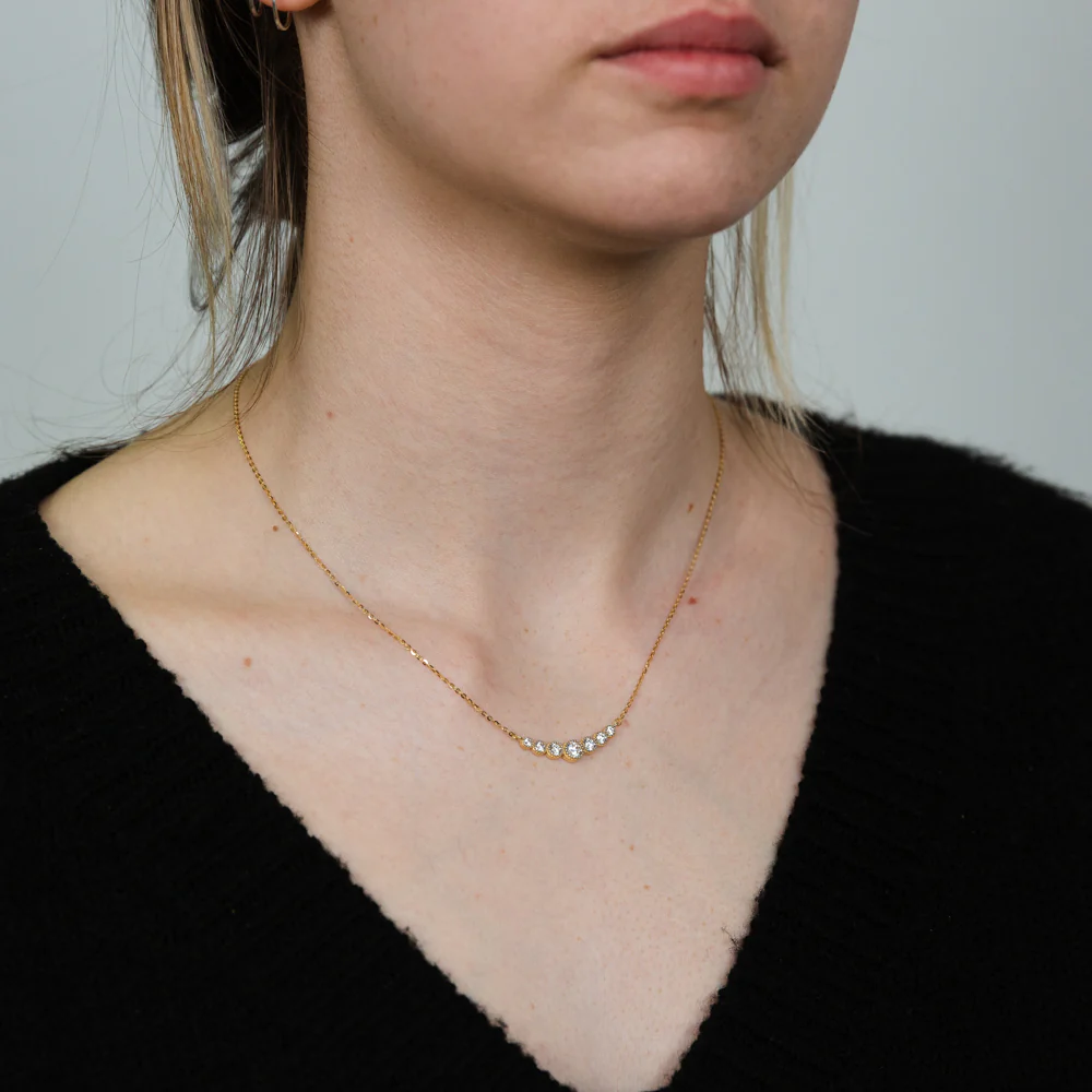 Cubic Zirconia 43cm Graduated Necklace in 9ct Yellow and White Gold - Image 2