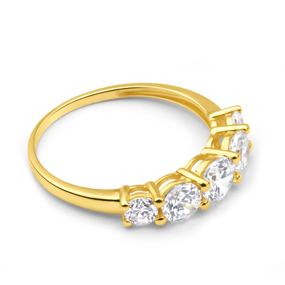 Cubic Zirconia 5 Stone Graduated Ring in 9ct Yellow Gold - Image 2