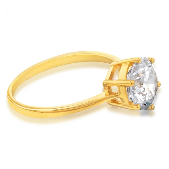 Cubic Zirconia 6 Claw Solitaire Ring in 9ct Yellow Gold - Image 2