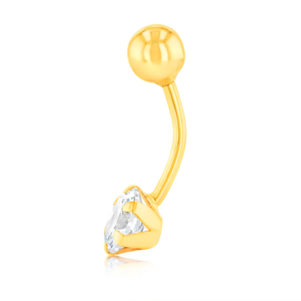 Cubic Zirconia Belly Bar in 9ct Yellow Gold - Image 2