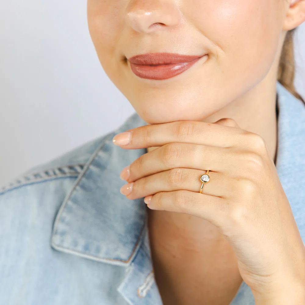 Cubic Zirconia Bezel Ring in 9ct Yellow Gold - Image 3