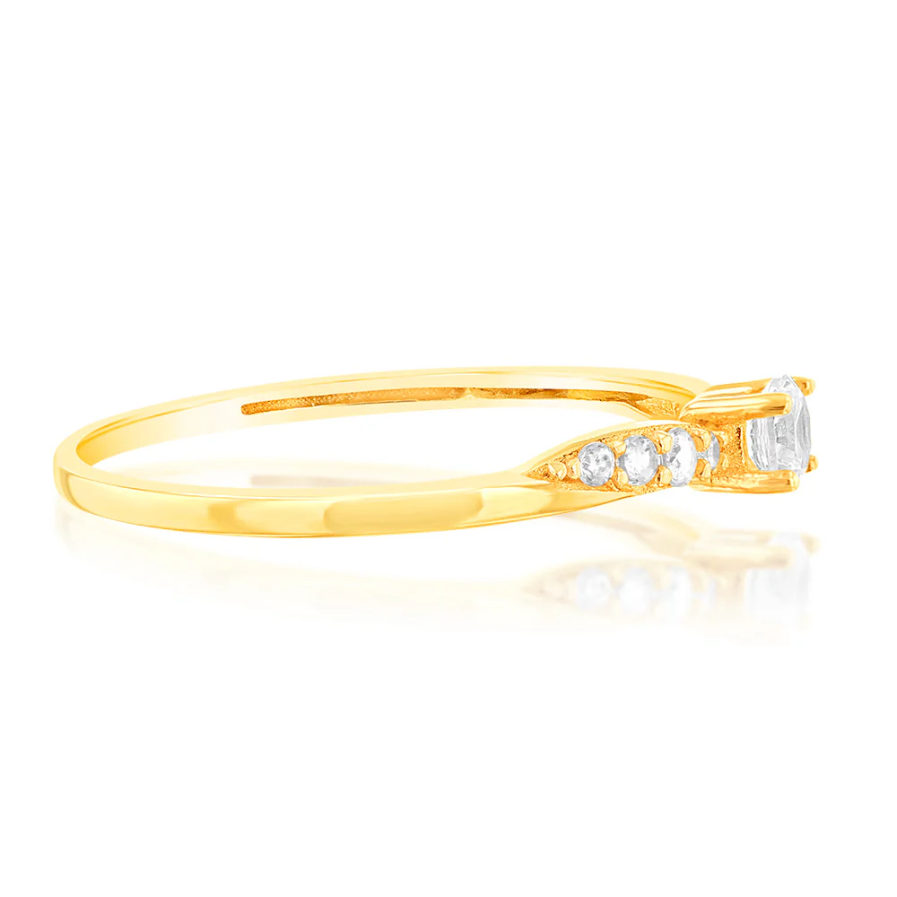 Cubic Zirconia Cocktail Ring in 9ct Yellow Gold - Image 2