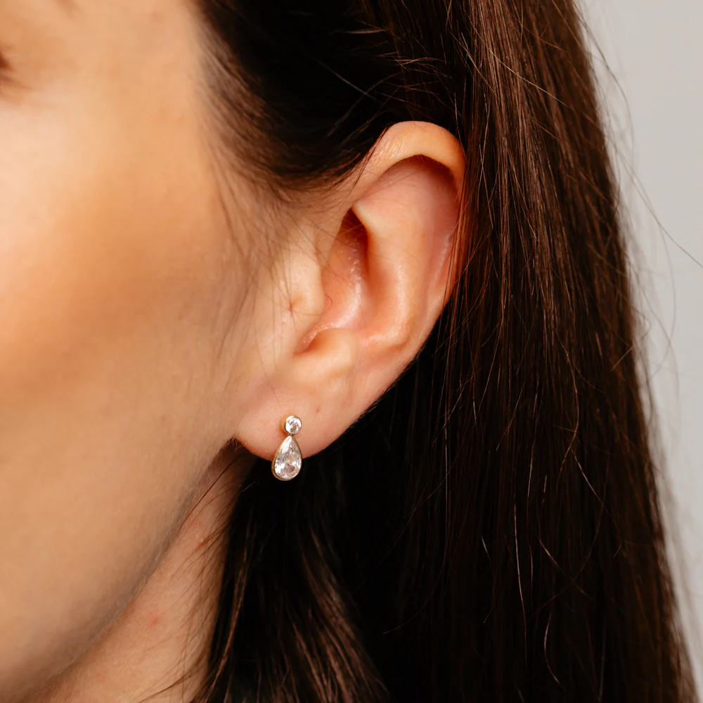 Cubic Zirconia Drop Earrings in 9ct Yellow Gold - Image 2