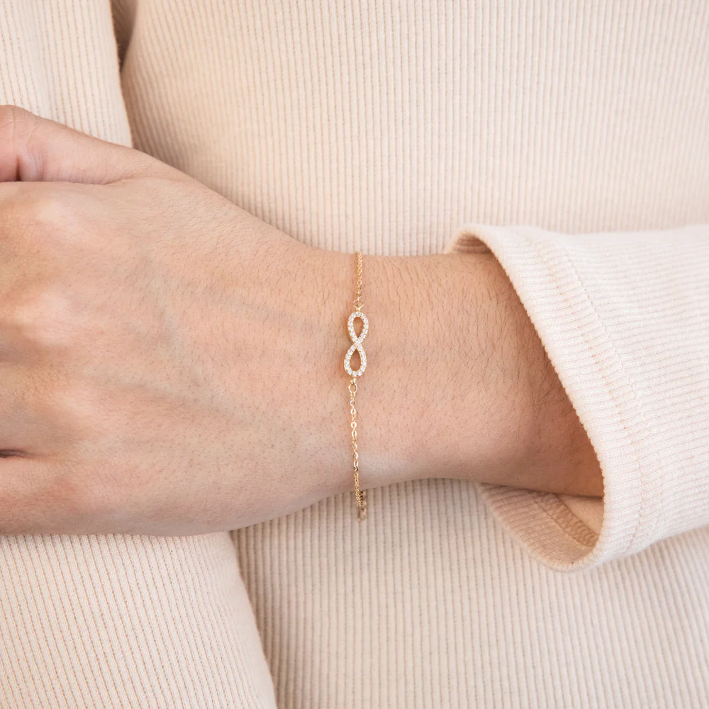 Cubic Zirconia Everlasting Love 16-19cm Infinity Bracelet in 9ct Yellow Gold - Image 3