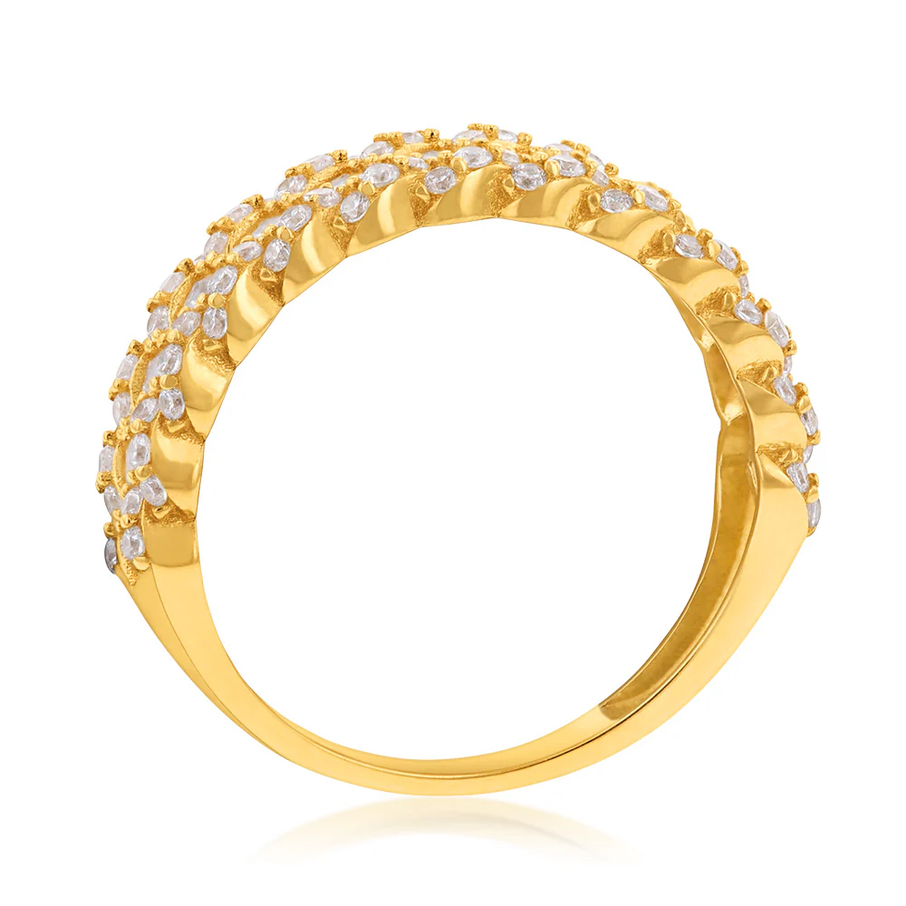 Cubic Zirconia Fancy Mesh Ring in 9ct Yellow Gold - Image 2