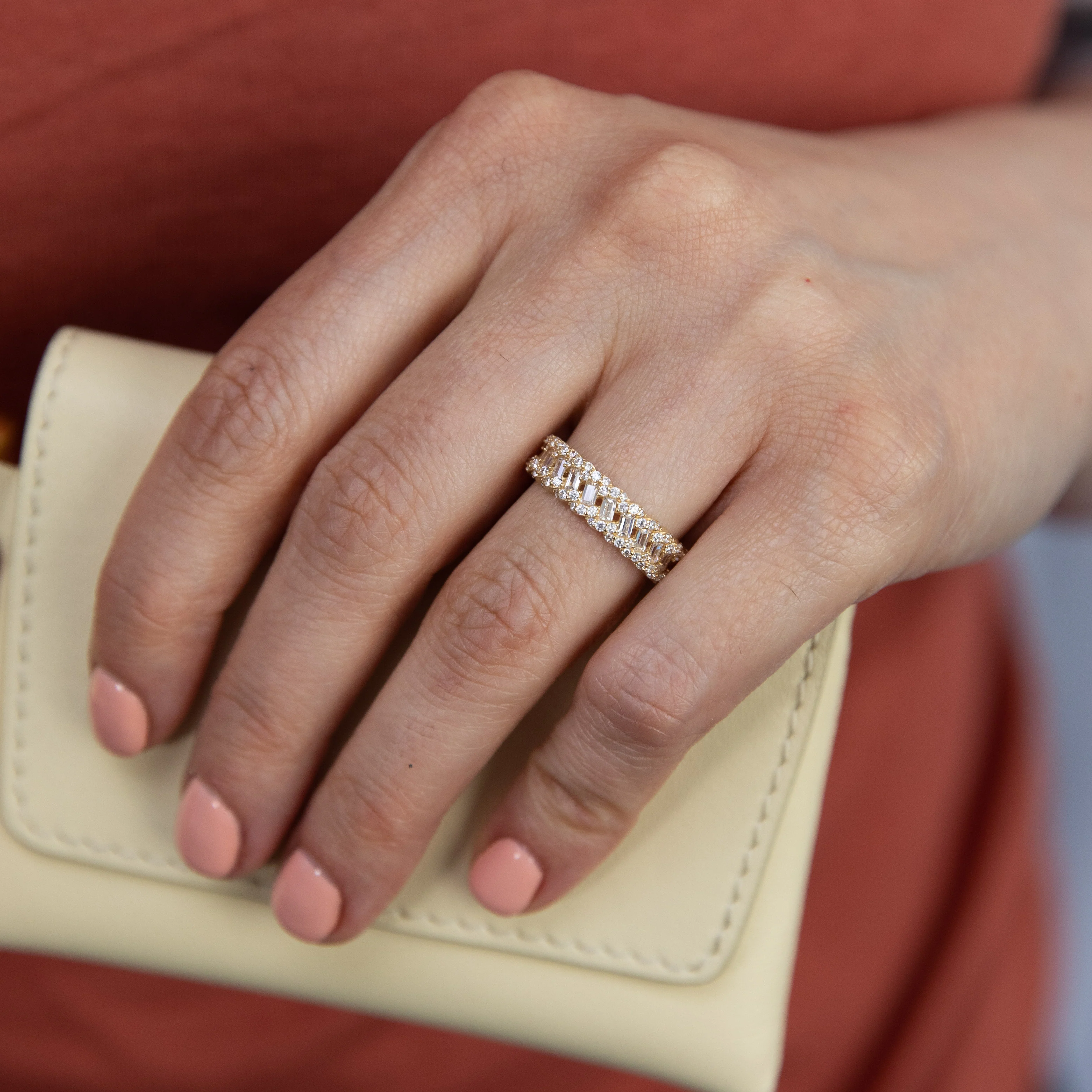 Cubic Zirconia Fancy Mesh Ring in 9ct Yellow Gold - Image 3