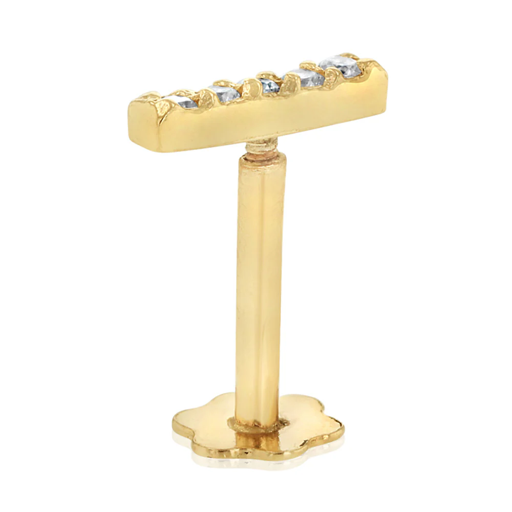 Cubic Zirconia Flatback Nose Piercing in 9ct Yellow Gold - Image 3