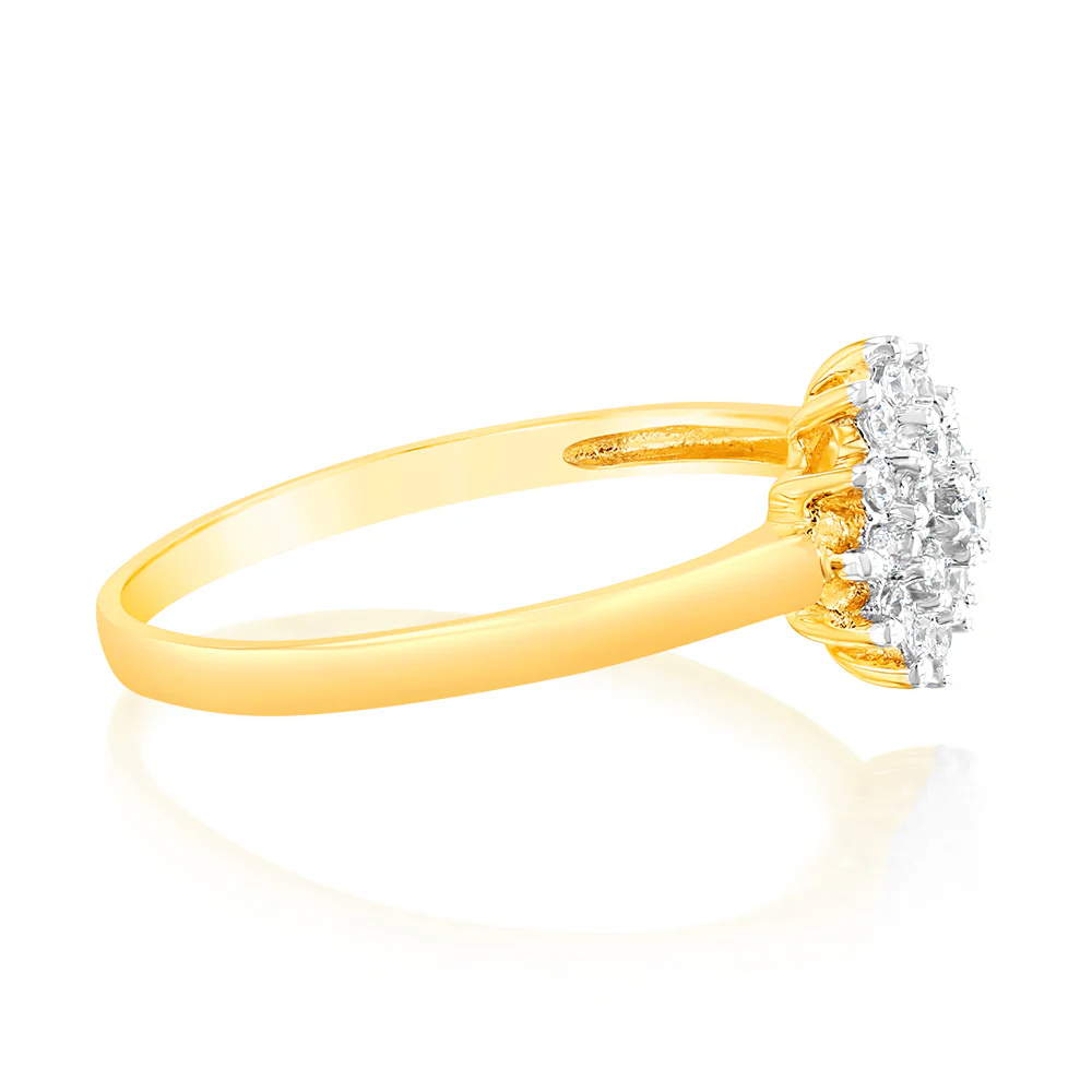 Cubic Zirconia Flower Shaped Ring in  9ct Yellow Gold - Image 2