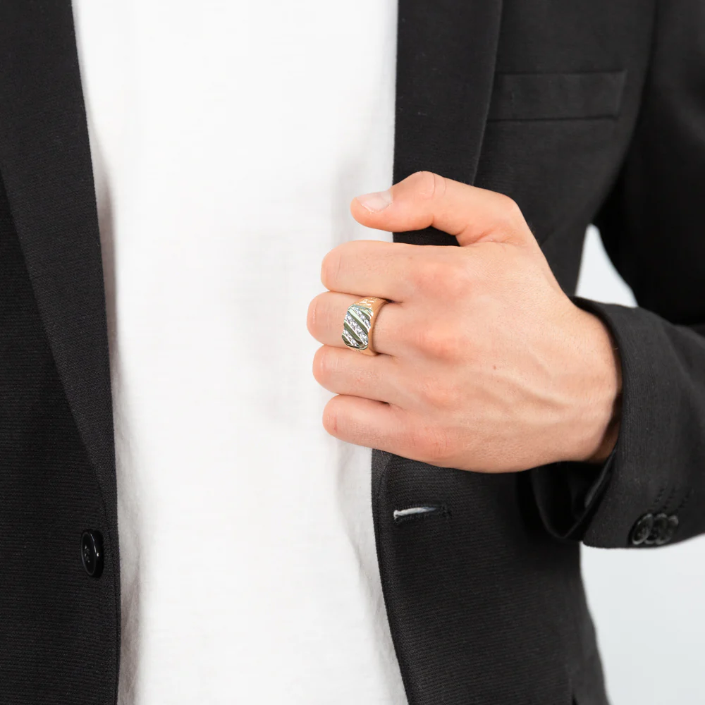Cubic Zirconia Gents Ring in 9ct Yellow Gold - Image 3