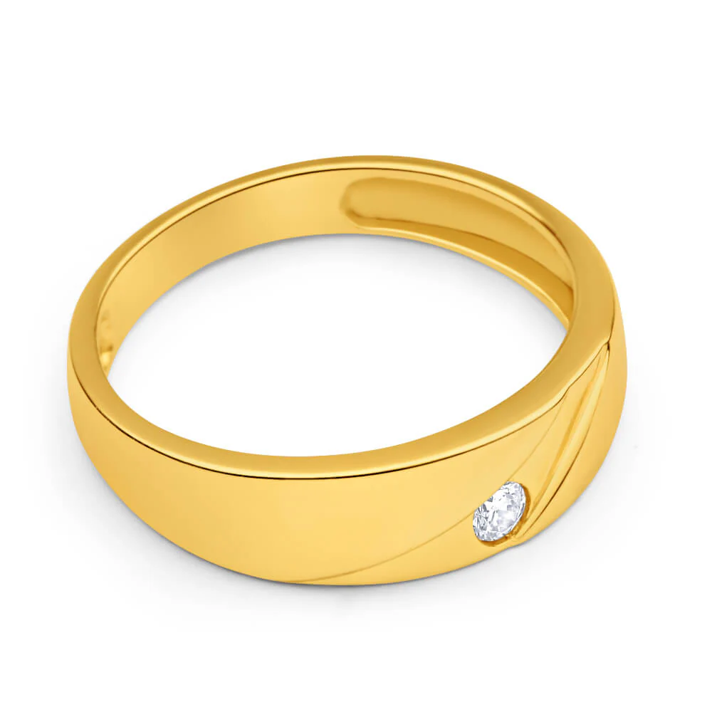 Cubic Zirconia Gents Ring in 9ct Yellow Gold - Image 2