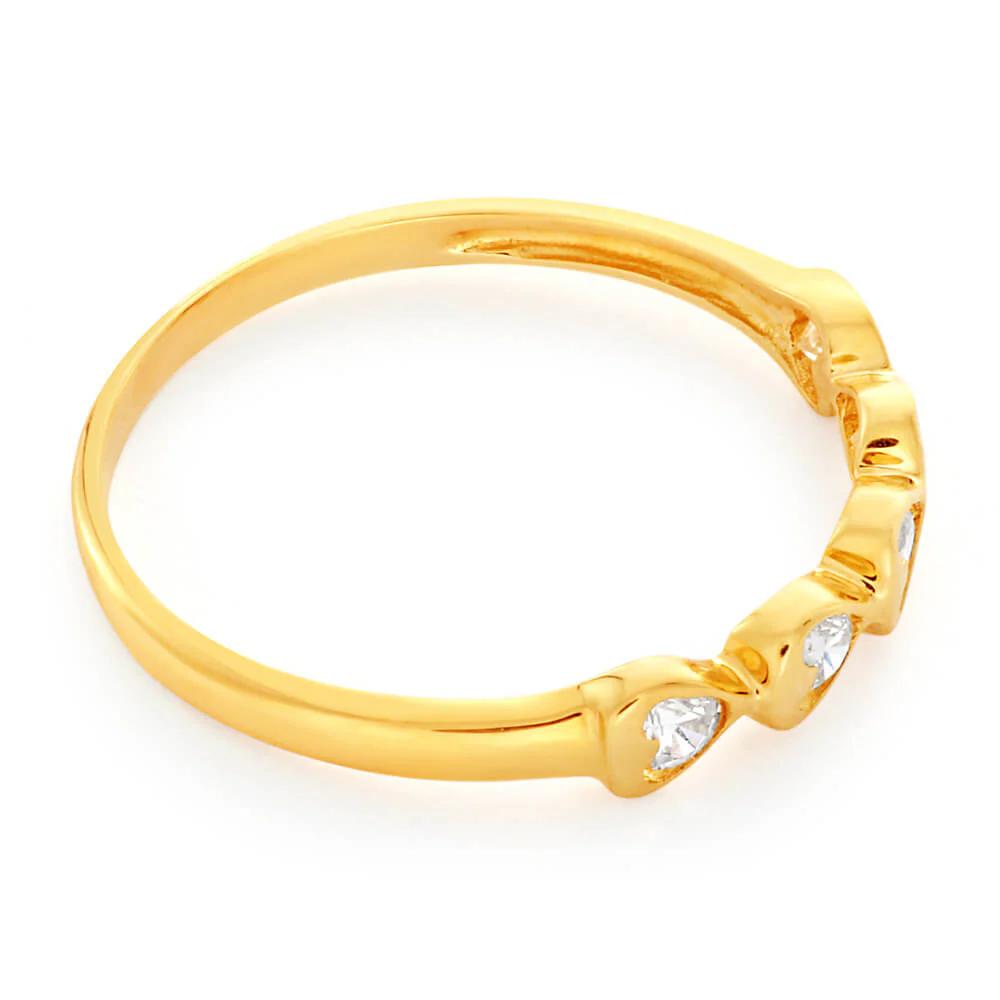 Cubic Zirconia Heart Ring in  9ct Yellow Gold - Image 2