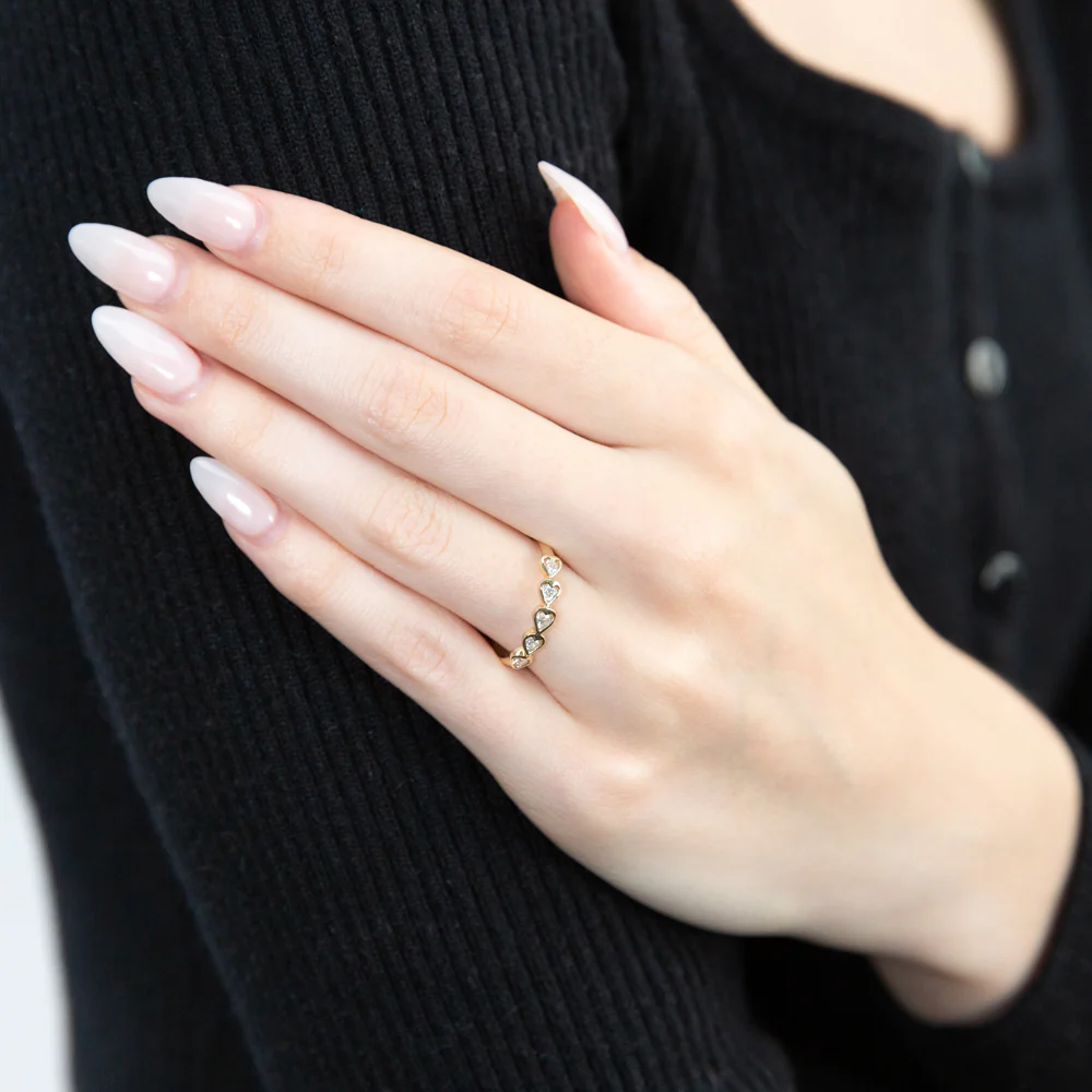 Cubic Zirconia Heart Ring in  9ct Yellow Gold - Image 3
