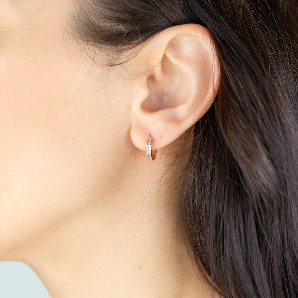 Cubic Zirconia Hoop Earrings in 9ct Rose Gold - Image 2