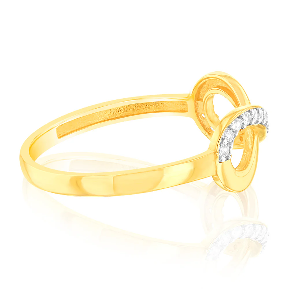 Cubic Zirconia Infinity Ring in 9ct Yellow Gold - Image 2