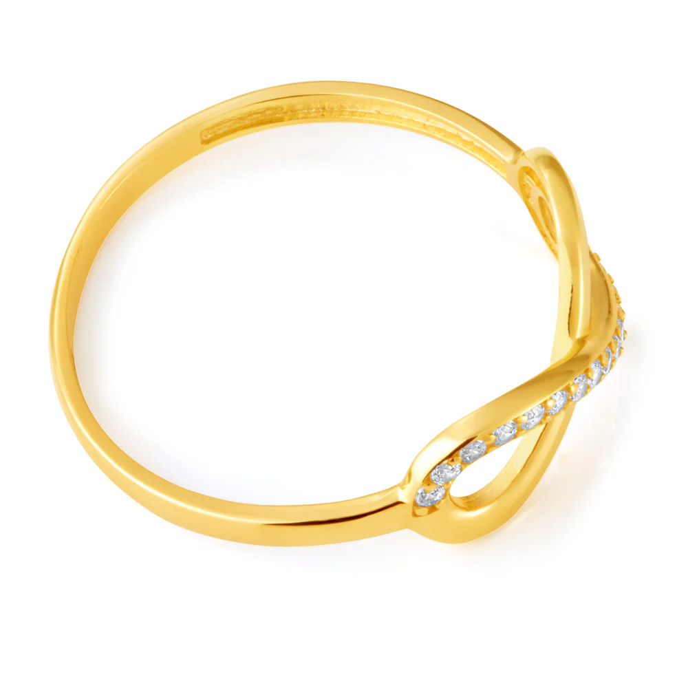 Cubic Zirconia Infinity Ring in 9ct Yellow Gold - Image 2