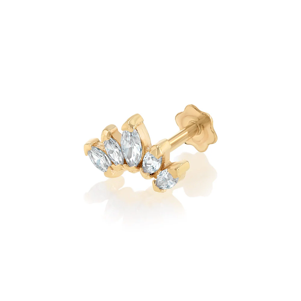 Cubic Zirconia Nose Piercing in 9ct Yellow Gold - Image 2