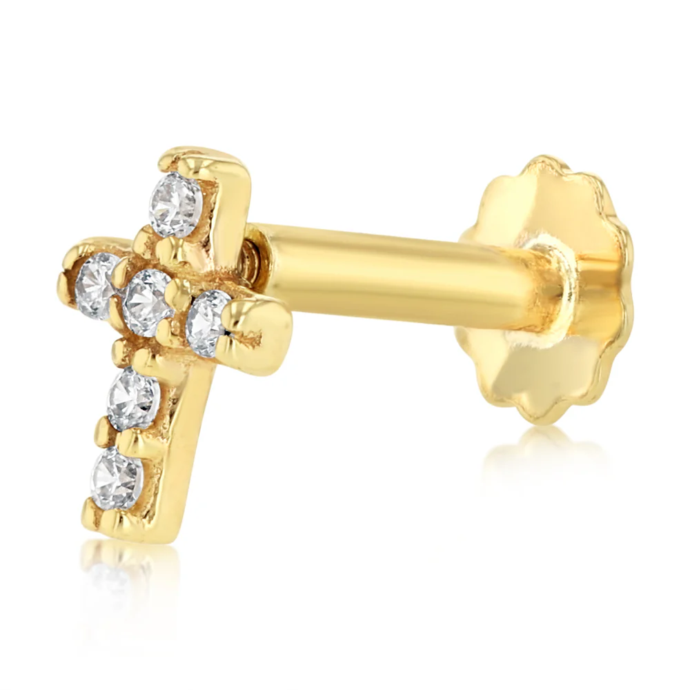 Cubic Zirconia Nose Piercing in 9ct Yellow Gold - Image 2