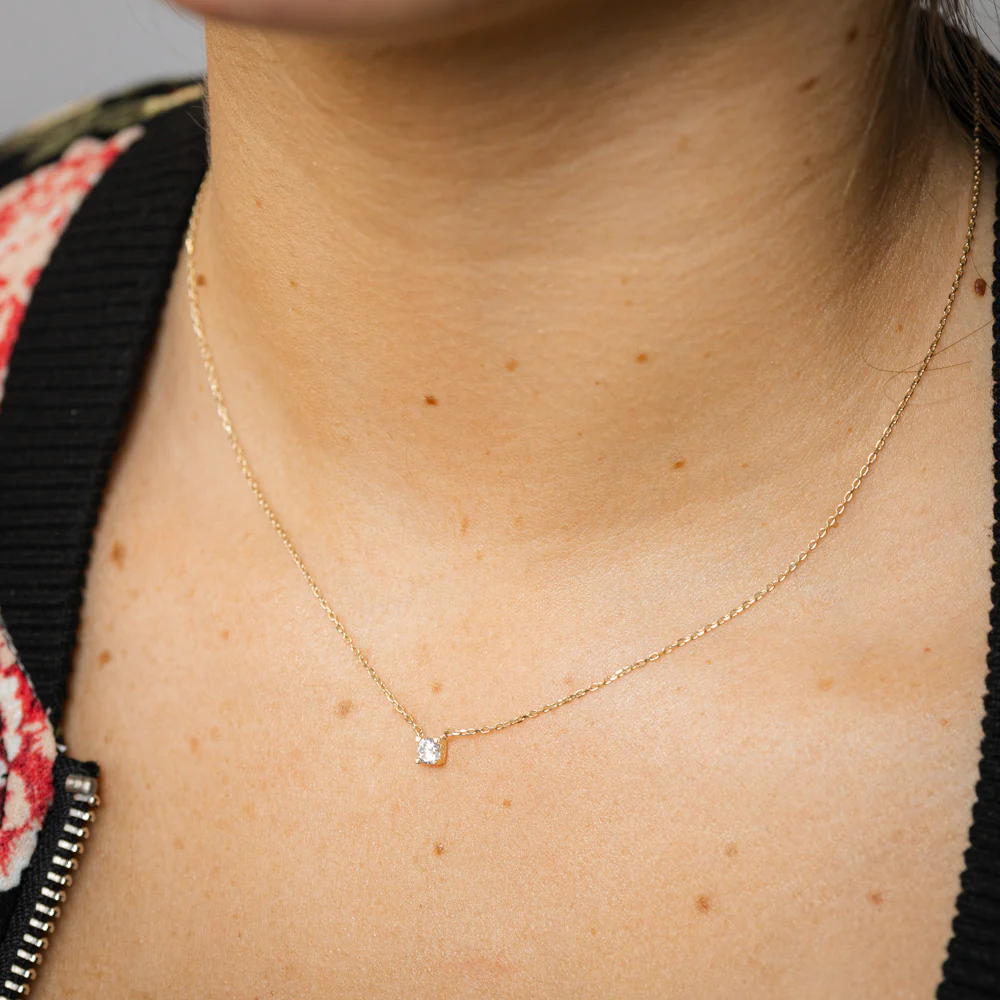 Cubic Zirconia on Adjustable 40-42cm Necklace in 9ct Yellow Gold Chain - Image 2