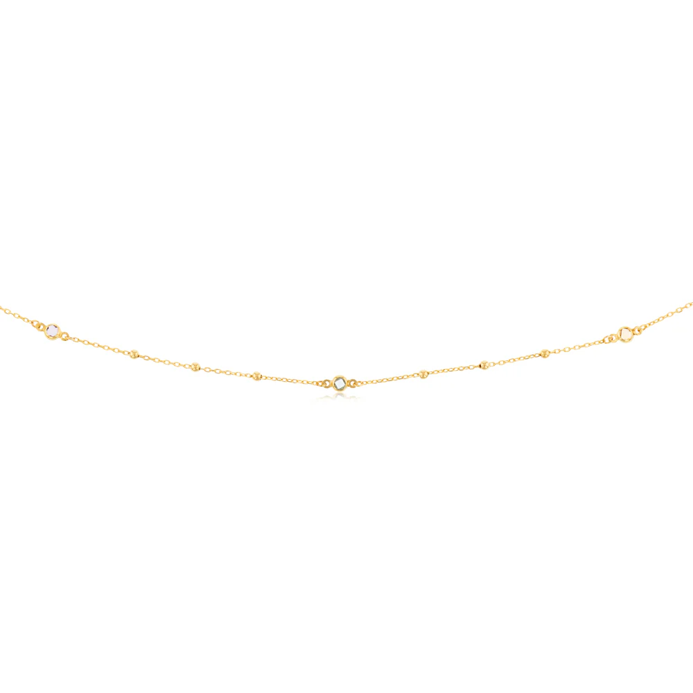 Cubic Zirconia on Adjustable 45cm Necklace in 9ct Yellow Gold - Image 2