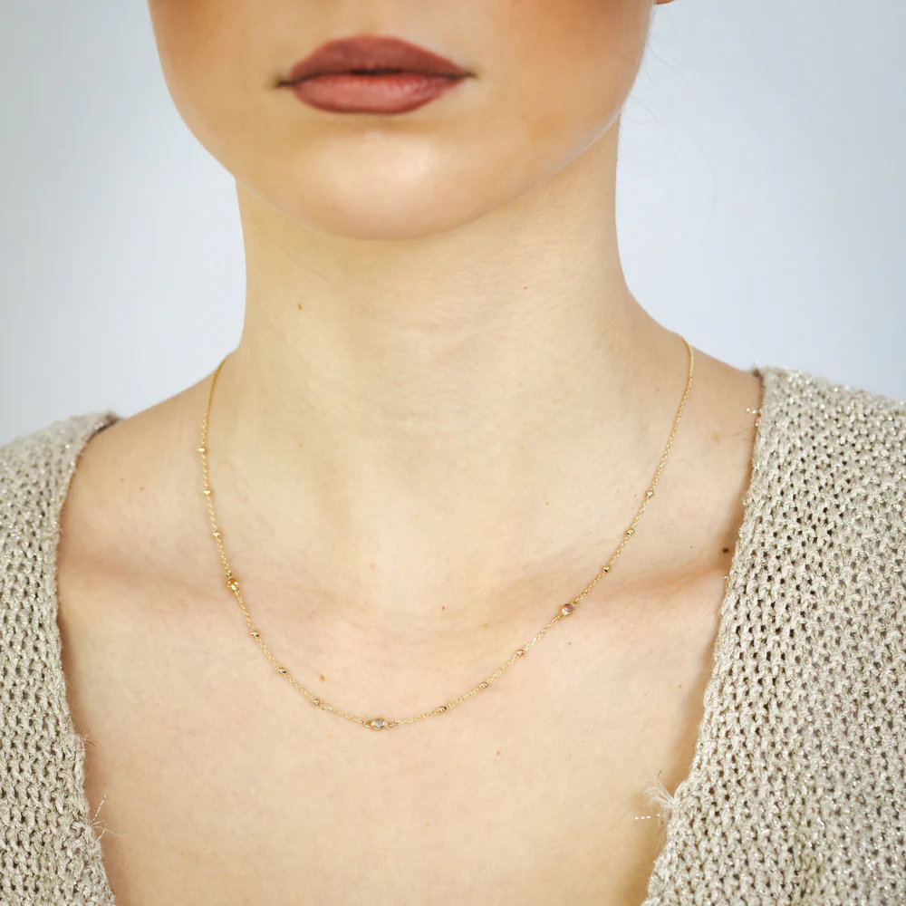 Cubic Zirconia on Adjustable 45cm Necklace in 9ct Yellow Gold - Image 3