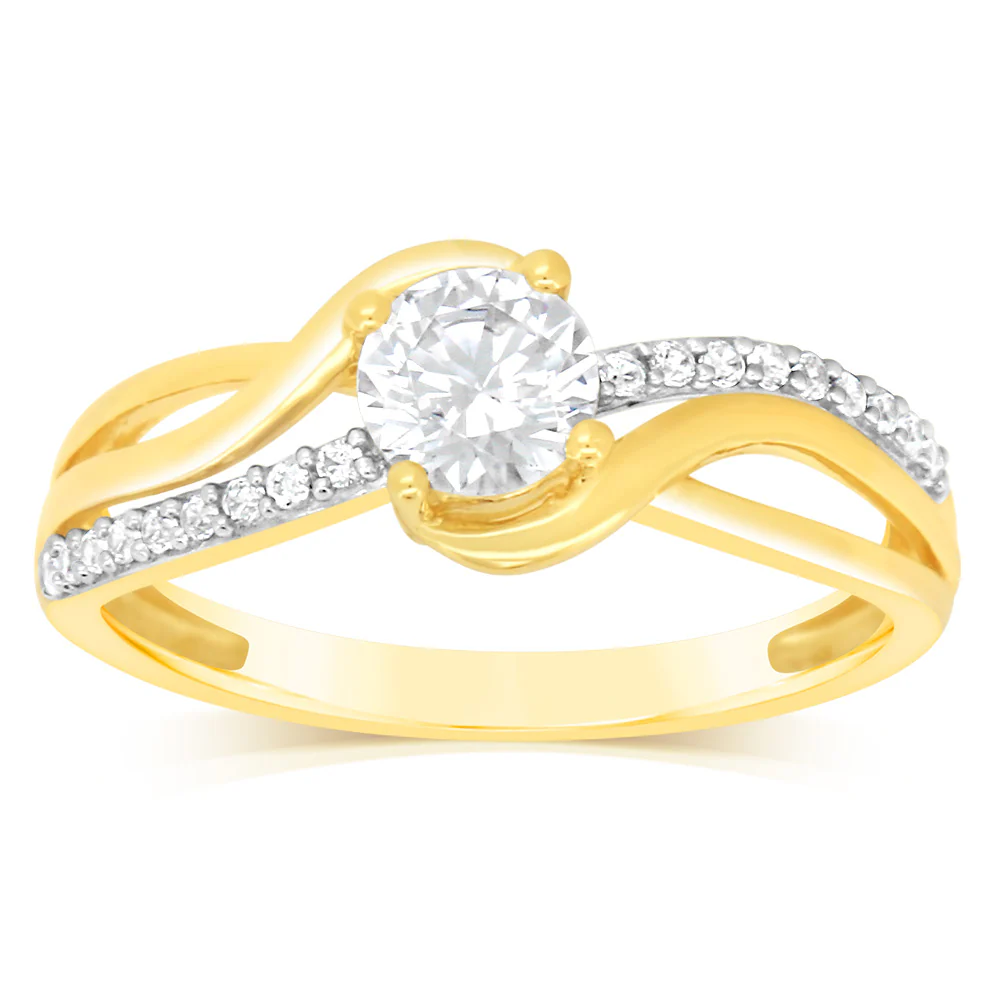 Cubic Zirconia Ring in 9ct Yellow Gold - Image 2