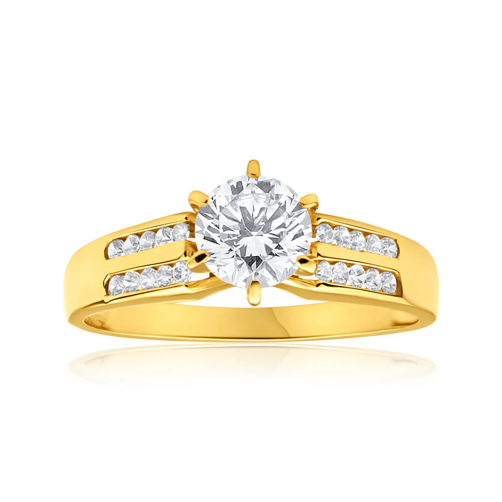 Cubic Zirconia Ring in 9ct Yellow Gold - Image 3