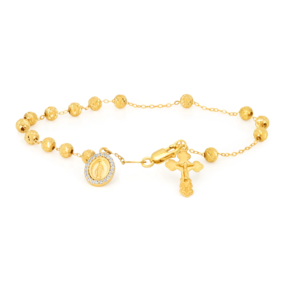 Cubic Zirconia Rosary 19cm Bracelet in 9ct Yellow Gold - Image 2