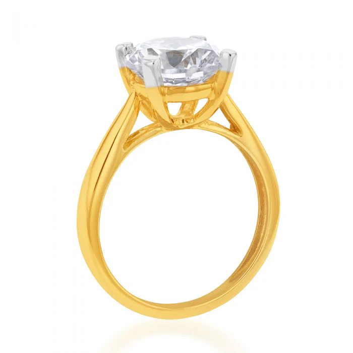 Cubic Zirconia Solitaire 3 Carat Diamond Equivalent Ring in 9ct Yellow Gold - Image 2