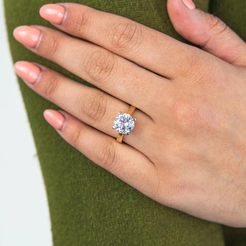 Cubic Zirconia Solitaire 3 Carat Diamond Equivalent Ring in 9ct Yellow Gold - Image 3