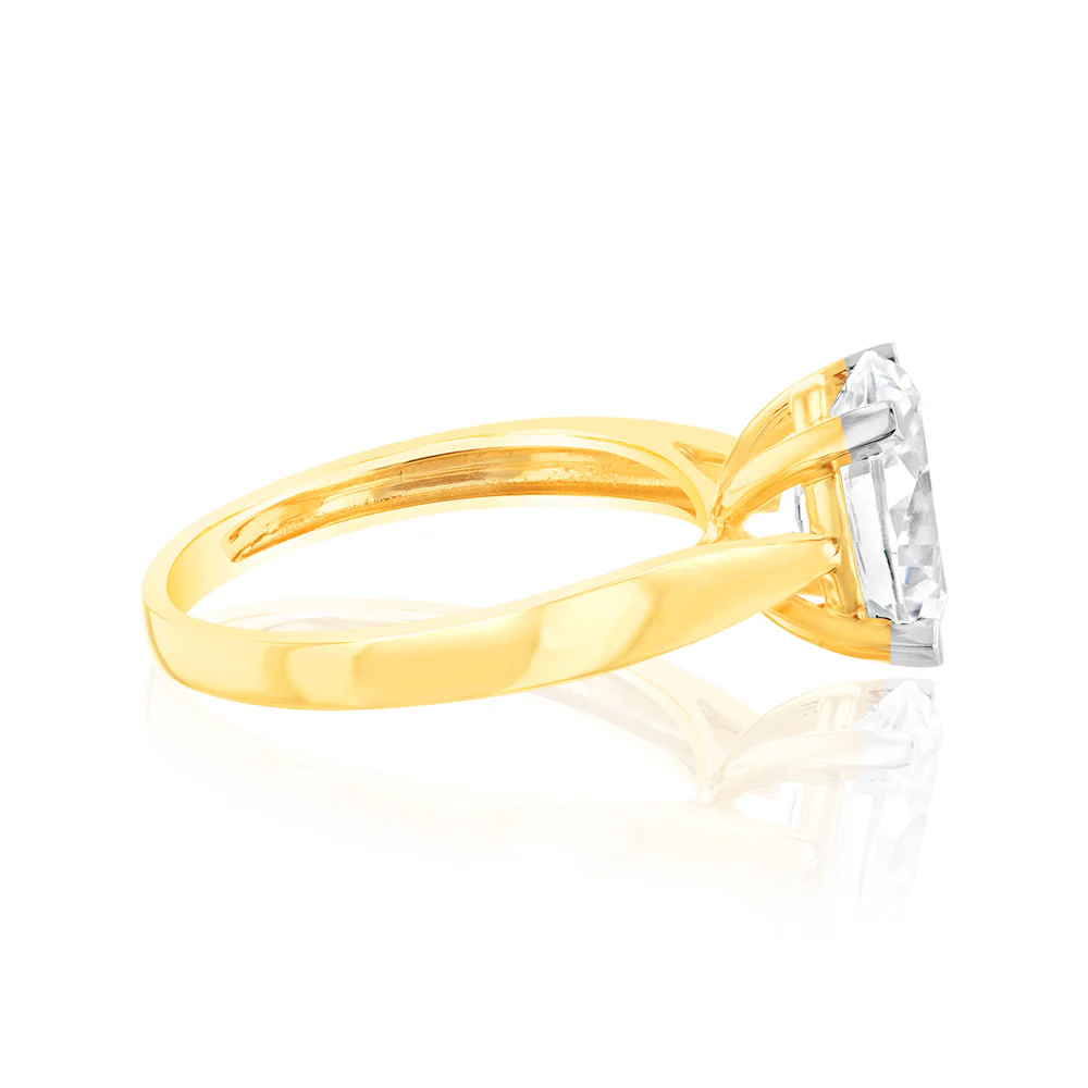 Cubic Zirconian with 2.00ct Diamond Equivalent Zirconia Solitaire Ring 9ct Yellow Gold - Image 2