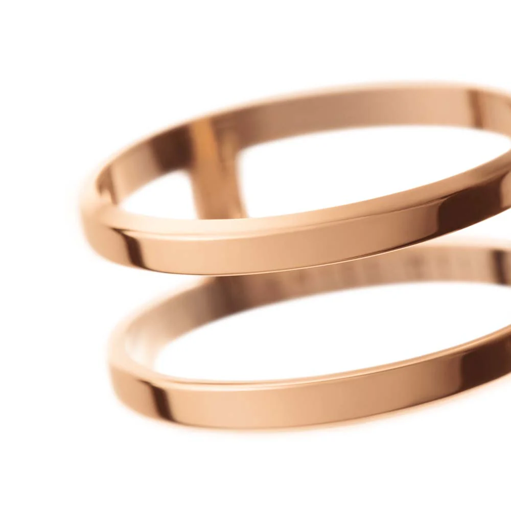 Daniel Wellington Rose Gold Plated Stainless Steel Elan Dual Ring Size "N" - Image 3