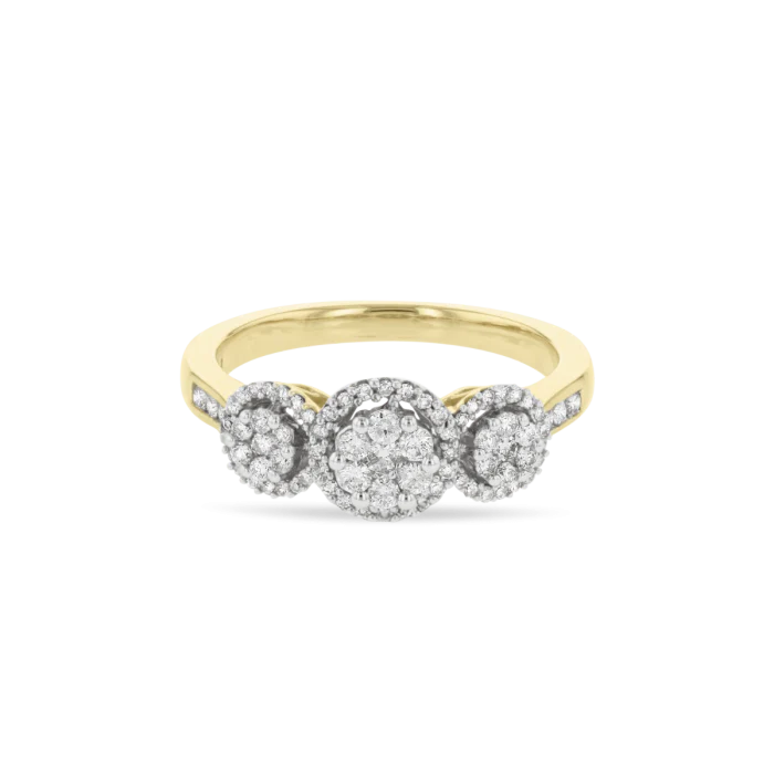 Diamond Blossom Trilogy Ring in 9ct Gold - Image 2