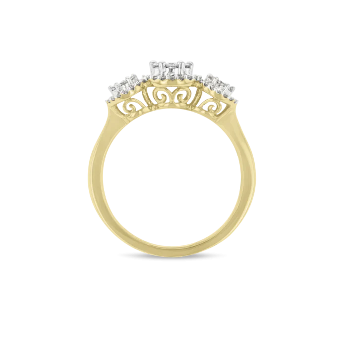 Diamond Blossom Trilogy Ring in 9ct Gold - Image 3