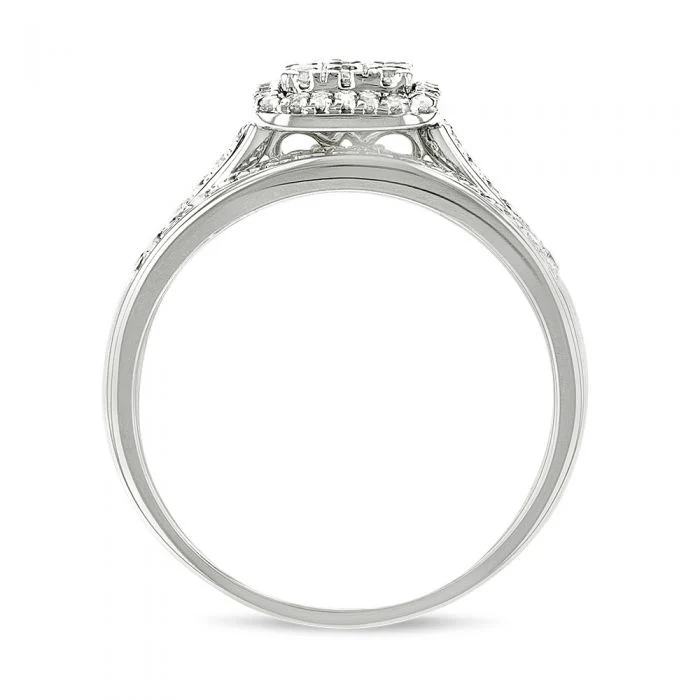 Diamond Halo Wedding Ring Set in 9ct White Gold - Image 3
