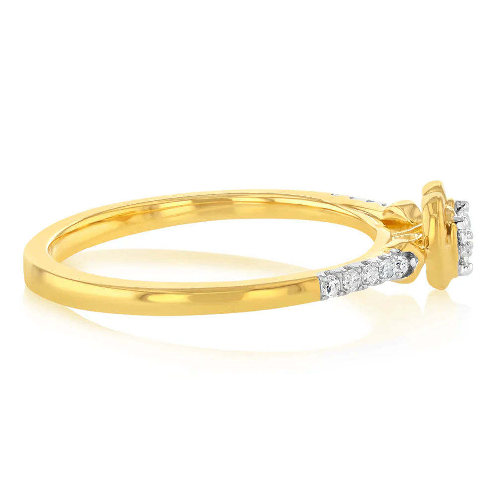 Diamond Heart Promise Ring with 13 Diamonds in Gold Plated Sterling Silver - Image 2
