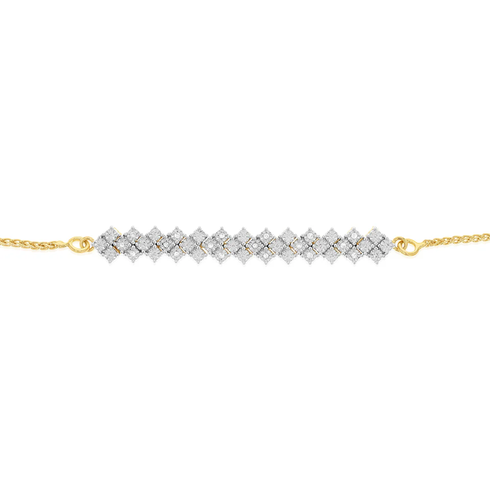 Diamond Slider Bracelet with 18 Round Brilliant Cut Diamonds in Gold Plated Sterling Silver - Image 2