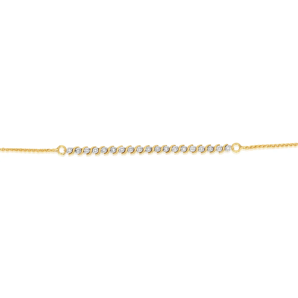 Diamonds Bracelet with 19 Round Brilliant Diamonds in Gold Plated Sterling Silver - Image 2