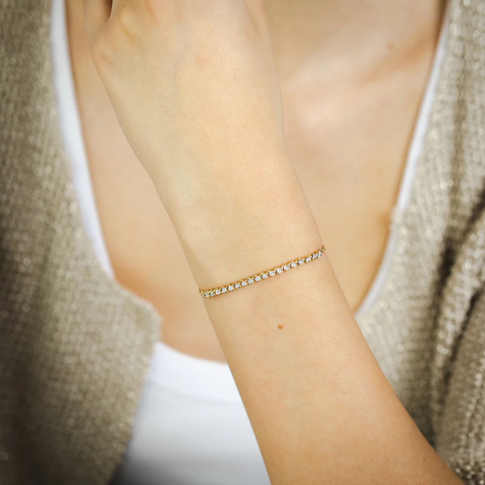 Diamonds Bracelet with 19 Round Brilliant Diamonds in Gold Plated Sterling Silver - Image 3