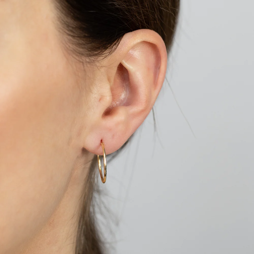 Dicut 18mm Sleeper Earrings in 9ct Yellow Gold - Image 2
