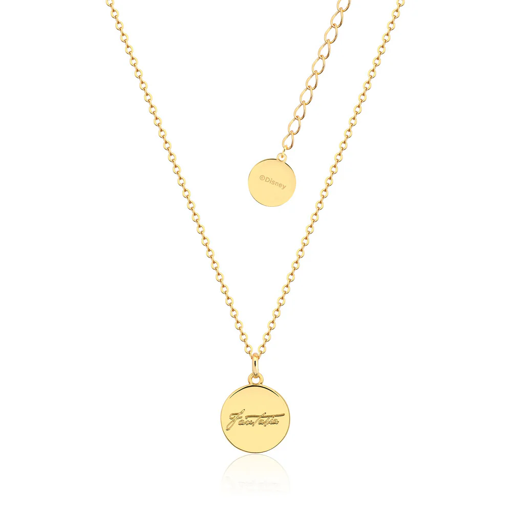 Disney Fantasia Gold Plated Sorcerer's Mickey Reversible Medallion Pendant on Chain - Image 2