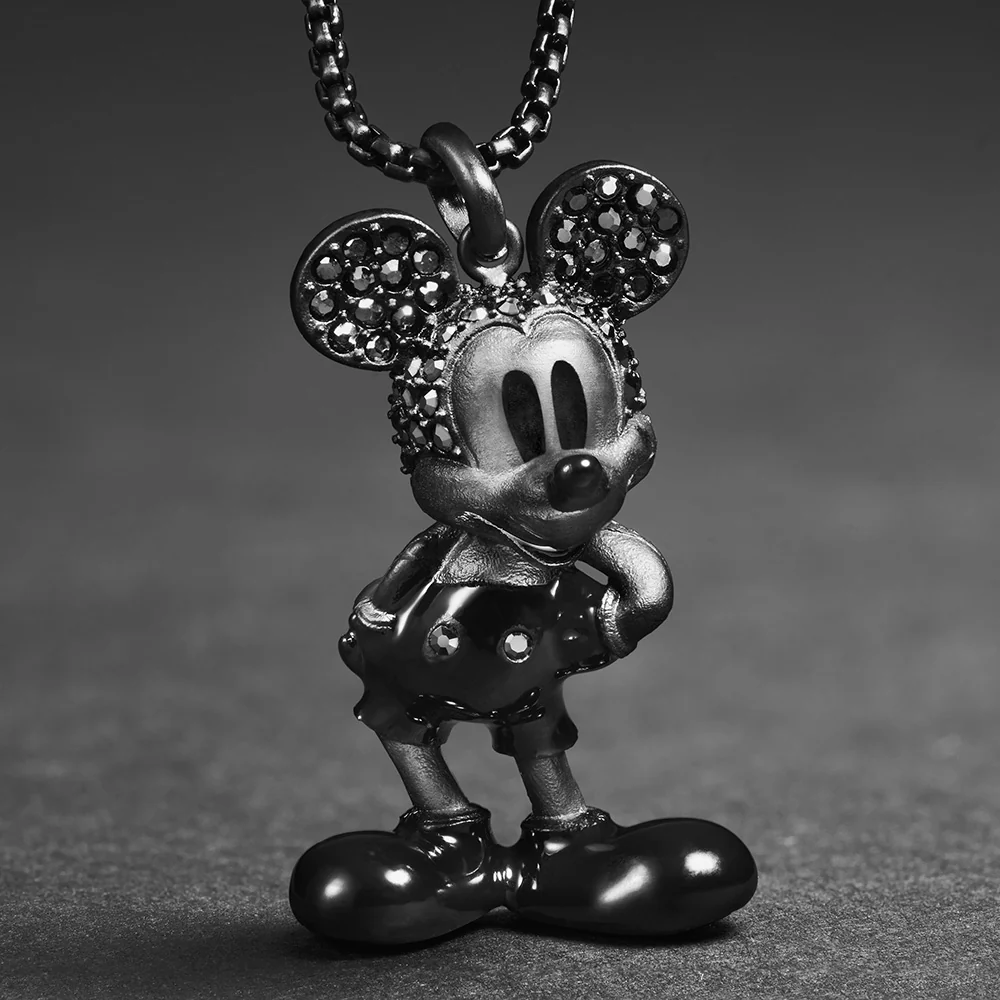 Disney Mickey Mouse Black Plated Stainless Steel 3D Pendant on Chain 100th Disney Anniversary - Image 6