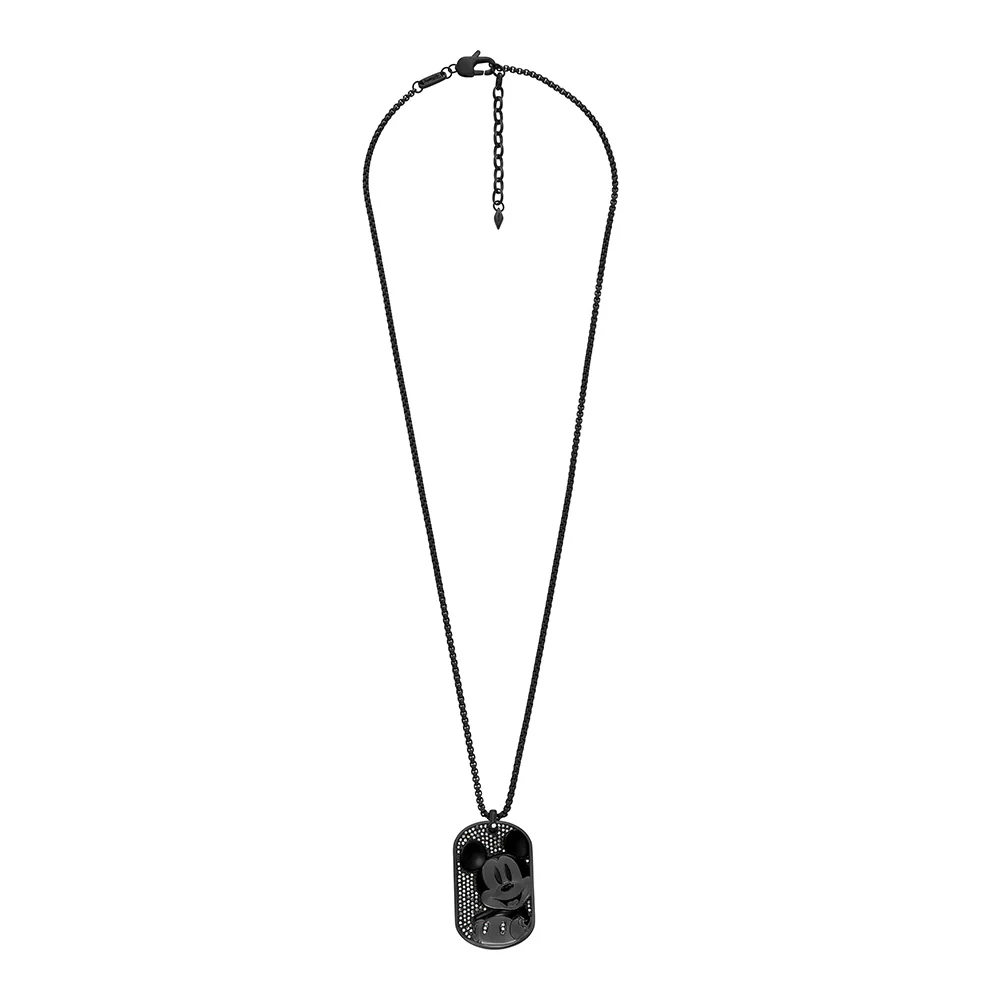 Disney Mickey Mouse Black Tone Stainless Steel Dog Tag Pendant On Chain 100th Disney Anniversary - Image 3