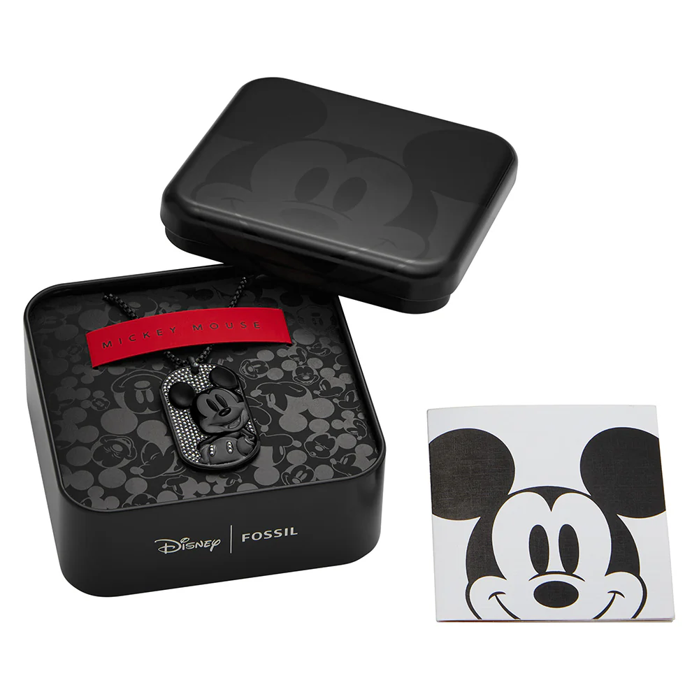 Disney Mickey Mouse Black Tone Stainless Steel Dog Tag Pendant On Chain 100th Disney Anniversary - Image 5