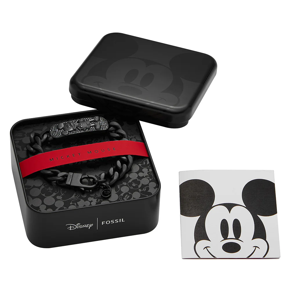 Disney Mickey Mouse Black Tone Stainless Steel Plaque ID Bracelet 100th Disney Anniversary - Image 11